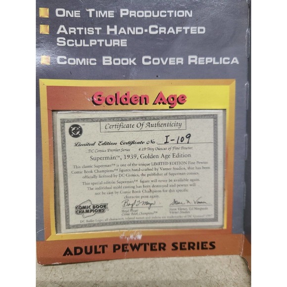 1997 Comic Book Champions Fine Pewter Golden Age 1939 Superman Figure - Picture 3 of 9